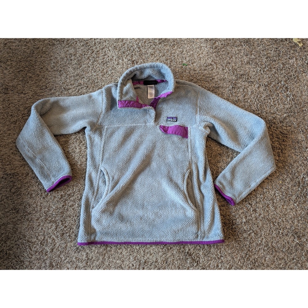 Patagonia Women's Sweatshirt Polartec Snap T Fleece Pullover Gray Size Medium